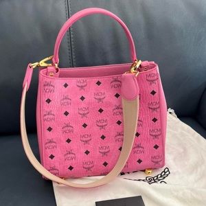 MCM pink leather Visetos Corina bucket bag
